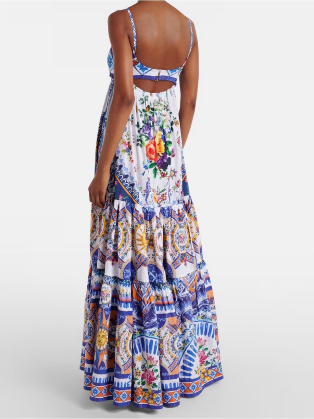 Camilla Darls Tiles- White & Blue Floral Cotton Maxi Dress NWT - Picture 3 of 9